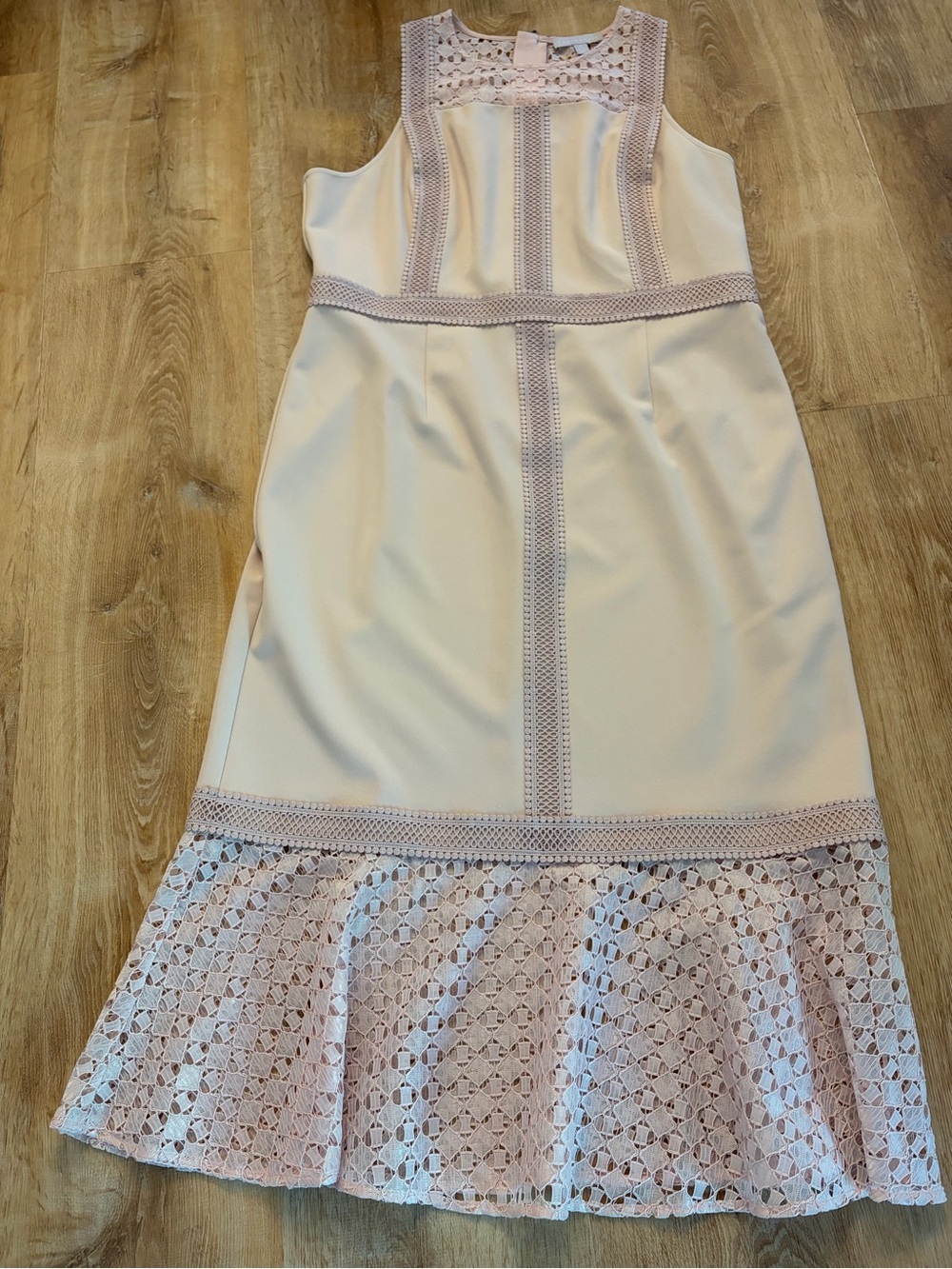 Chelsea28 Blush Lace-Trim Midi Dress